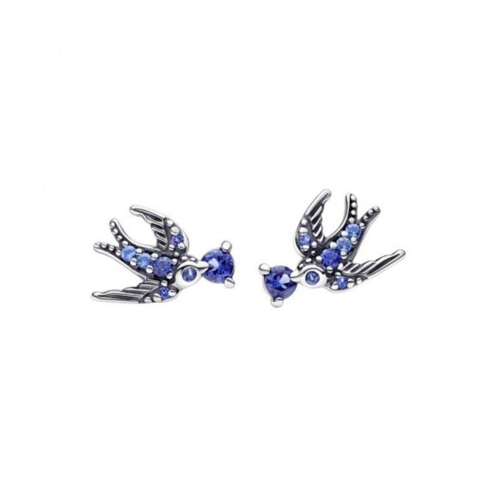Pandora Sparkling Swallow Silver Stud Earrings